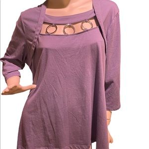 Addition Elle Plus Size 2X XL Blue 3/4 Length Sleeve Top